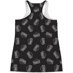 Black Doodle Sandwich Pattern Print Women's Racerback Tank Top
