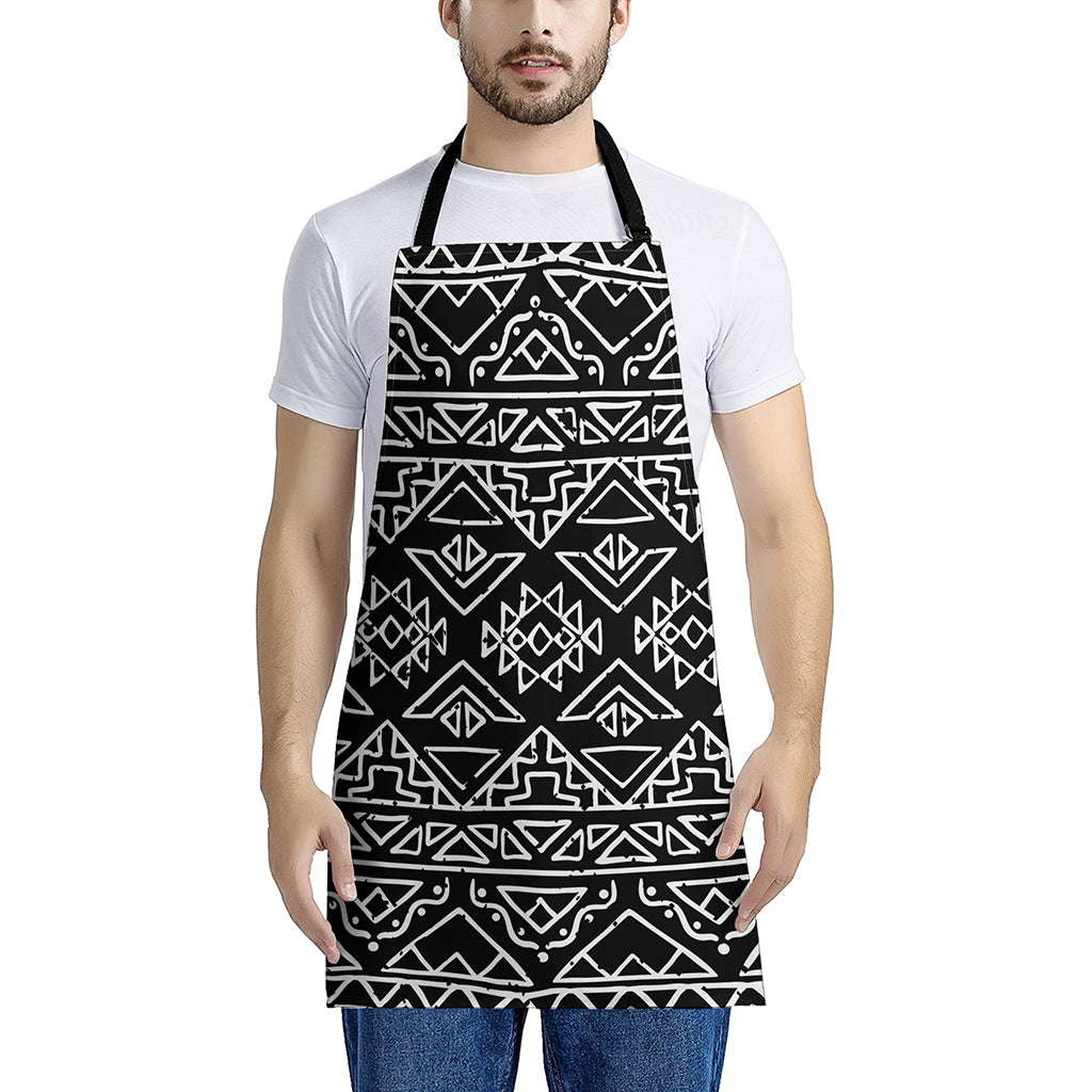 Black Ethnic Aztec Pattern Print Apron