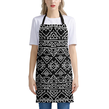 Black Ethnic Aztec Pattern Print Apron