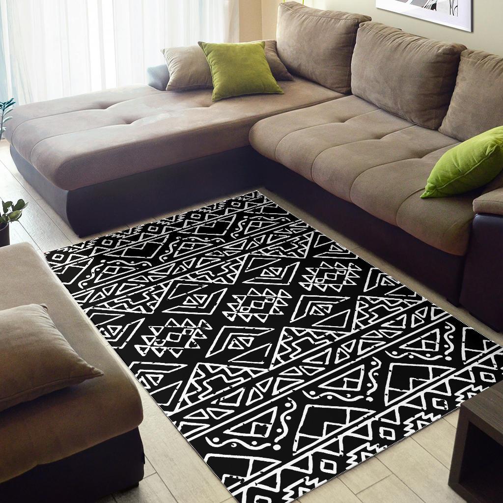Black Ethnic Aztec Pattern Print Area Rug GearFrost