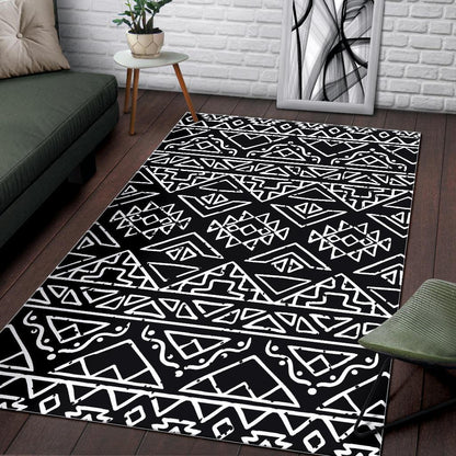 Black Ethnic Aztec Pattern Print Area Rug GearFrost