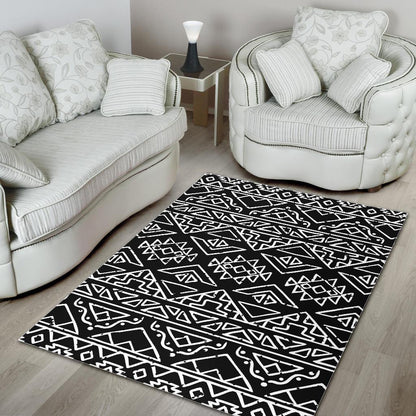 Black Ethnic Aztec Pattern Print Area Rug GearFrost