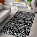 Black Ethnic Aztec Pattern Print Floor Mat