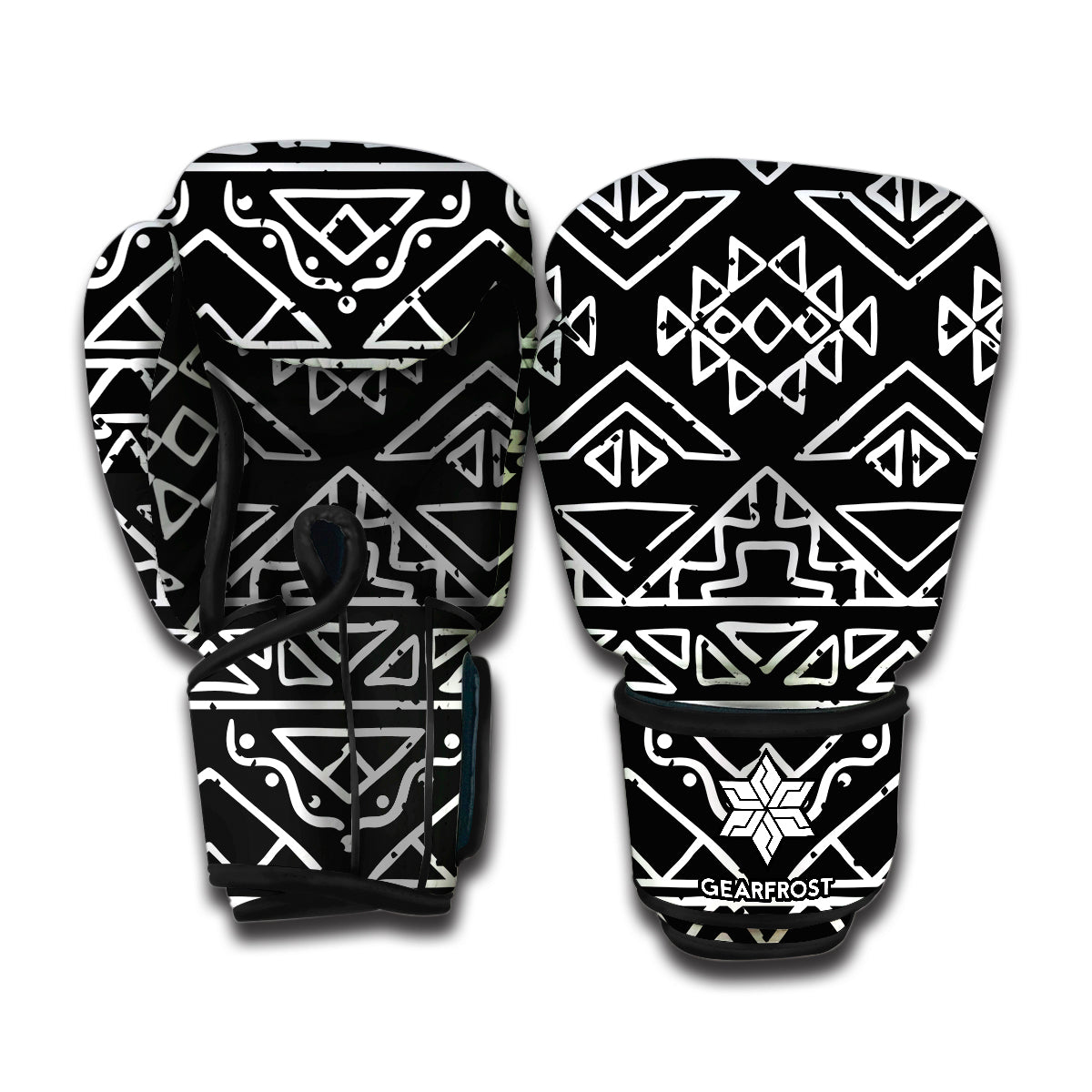 Black Ethnic Aztec Pattern Print Boxing Gloves