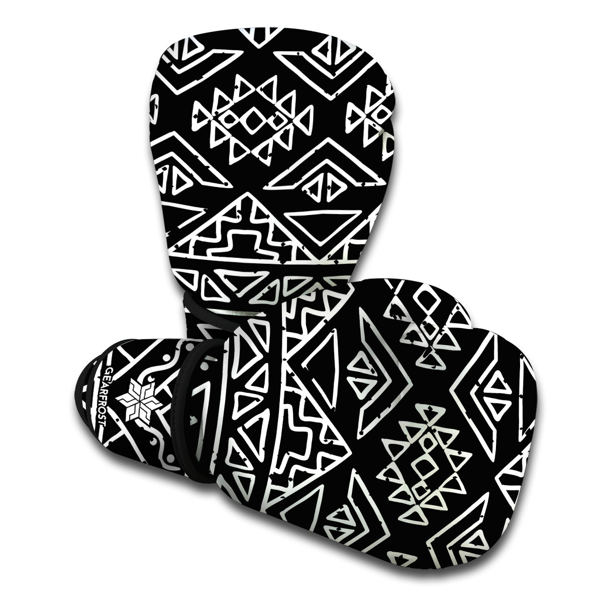 Black Ethnic Aztec Pattern Print Boxing Gloves