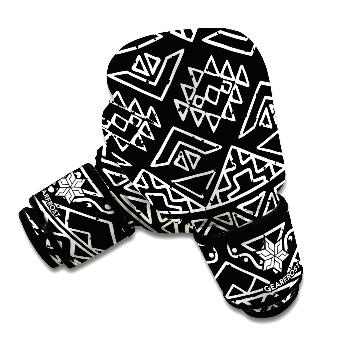 Black Ethnic Aztec Pattern Print Boxing Gloves