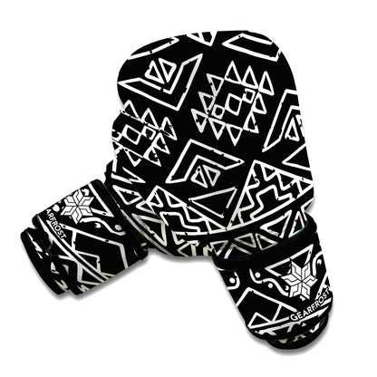 Black Ethnic Aztec Pattern Print Boxing Gloves