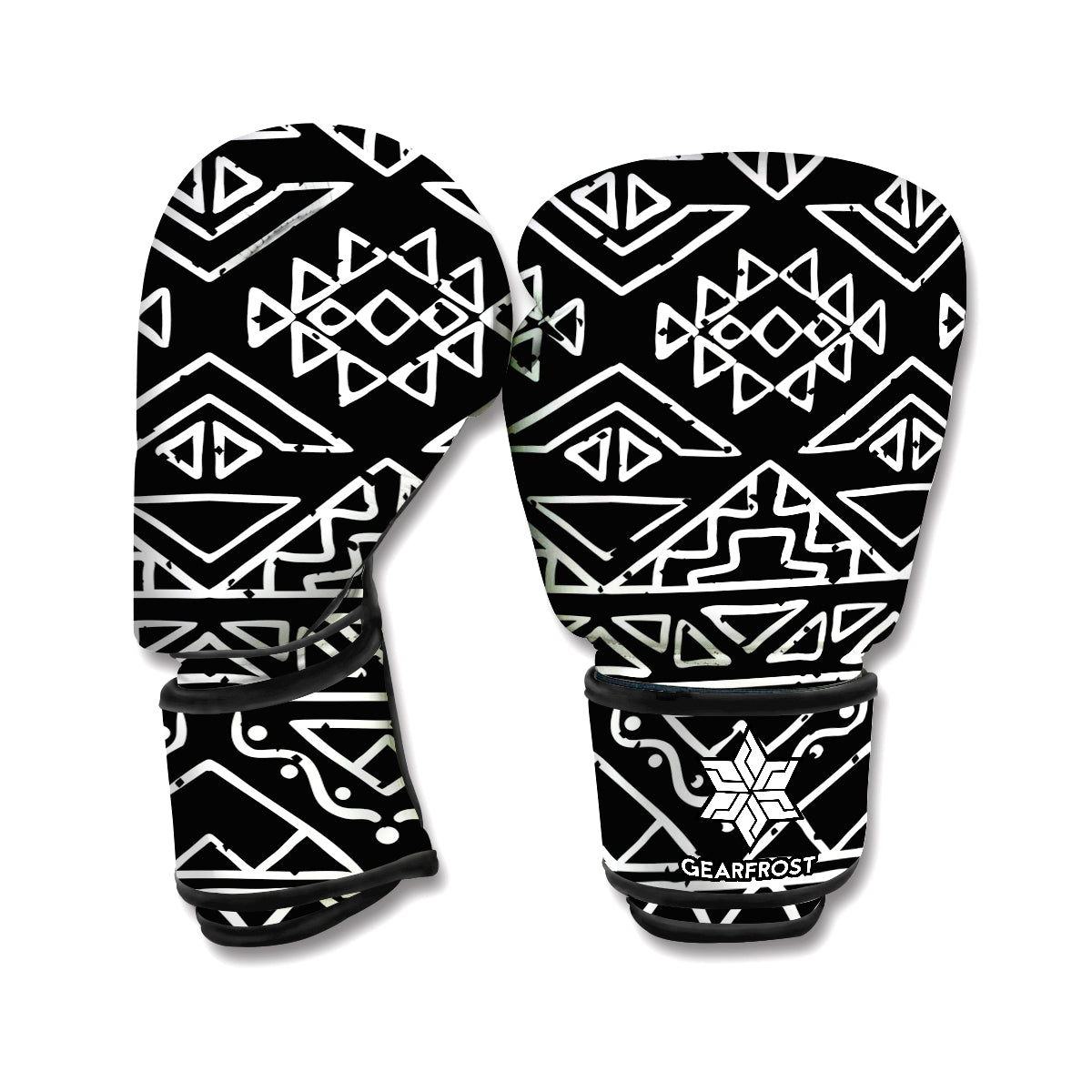 Black Ethnic Aztec Pattern Print Boxing Gloves