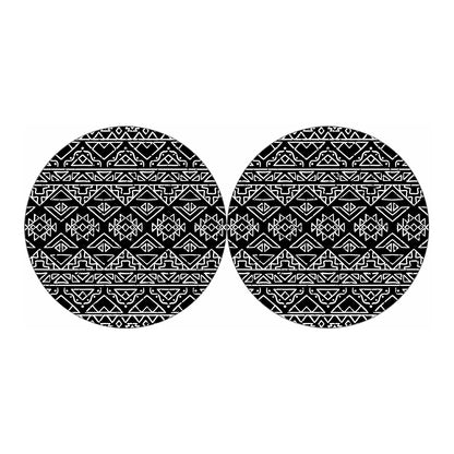 Black Ethnic Aztec Pattern Print Car Coasters