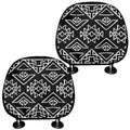 Black Ethnic Aztec Pattern Print Car Headrest Covers