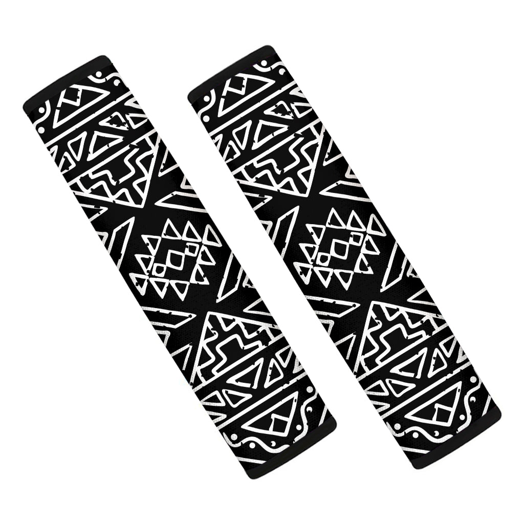 Black Ethnic Aztec Pattern Print Car Seat Belt Covers