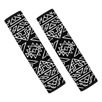 Black Ethnic Aztec Pattern Print Car Seat Belt Covers