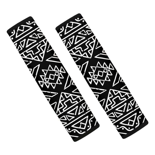 Black Ethnic Aztec Pattern Print Car Seat Belt Covers