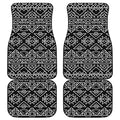 Black Ethnic Aztec Pattern Print Front and Back Car Floor Mats