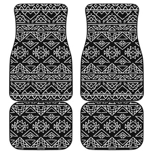 Black Ethnic Aztec Pattern Print Front and Back Car Floor Mats