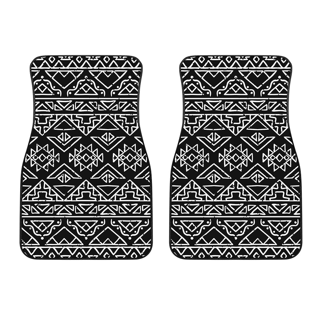 Black Ethnic Aztec Pattern Print Front Car Floor Mats