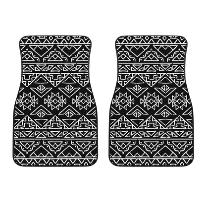 Black Ethnic Aztec Pattern Print Front Car Floor Mats