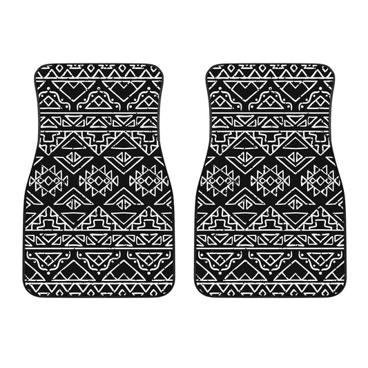 Black Ethnic Aztec Pattern Print Front Car Floor Mats