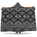 Black Ethnic Aztec Pattern Print Hooded Blanket