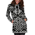 Black Ethnic Aztec Pattern Print Pullover Hoodie Dress
