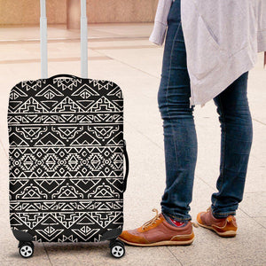 Black Ethnic Aztec Pattern Print Luggage Cover GearFrost
