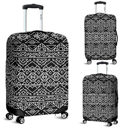 Black Ethnic Aztec Pattern Print Luggage Cover GearFrost