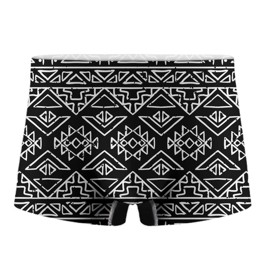 Black Ethnic Aztec Pattern Print Men's Boxer Briefs