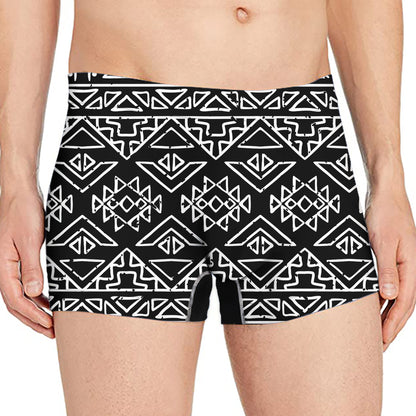 Black Ethnic Aztec Pattern Print Men's Boxer Briefs