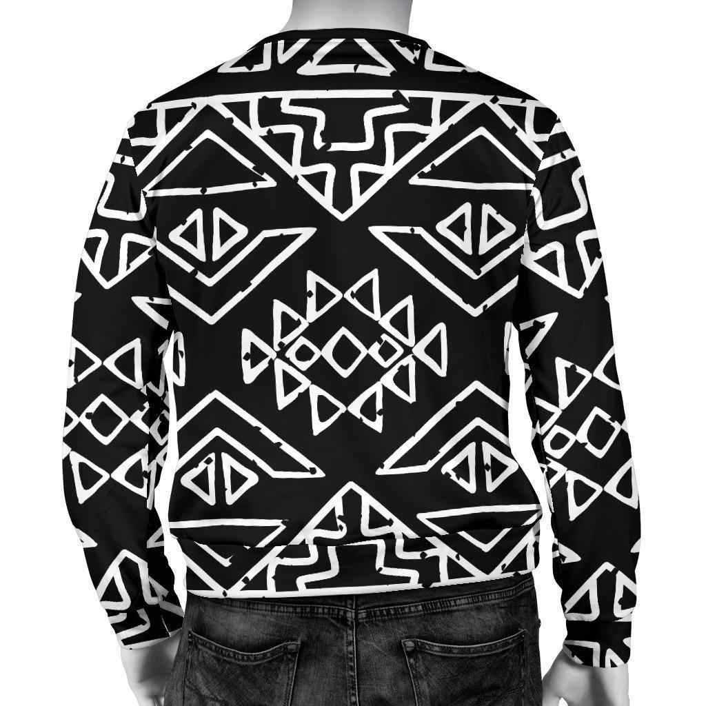 Black Ethnic Aztec Pattern Print Men's Crewneck Sweatshirt GearFrost