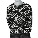 Black Ethnic Aztec Pattern Print Men's Crewneck Sweatshirt GearFrost