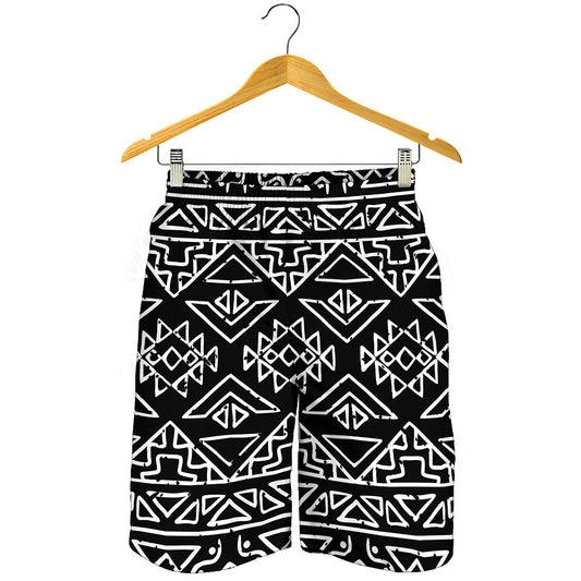 Black Ethnic Aztec Pattern Print Men's Shorts