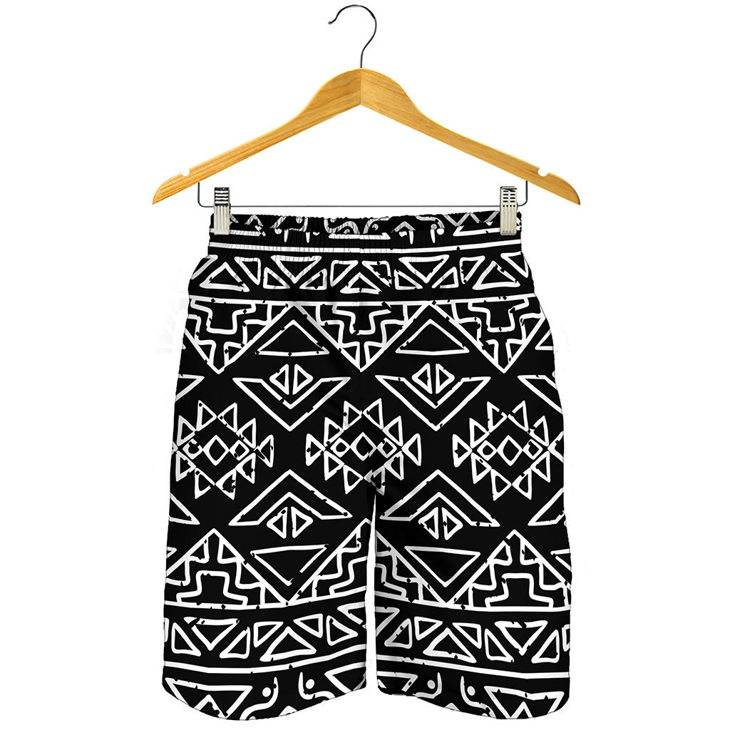 Black Ethnic Aztec Pattern Print Men's Shorts
