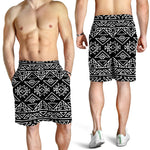 Black Ethnic Aztec Pattern Print Men's Shorts