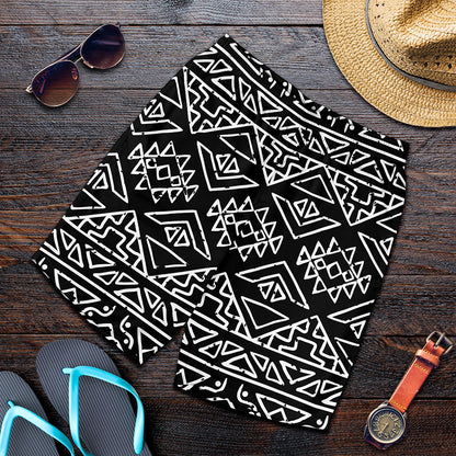 Black Ethnic Aztec Pattern Print Men's Shorts