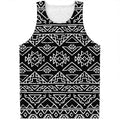 Black Ethnic Aztec Pattern Print Men's Tank Top