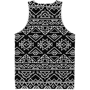Black Ethnic Aztec Pattern Print Men's Tank Top