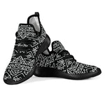 Black Ethnic Aztec Pattern Print Mesh Knit Shoes GearFrost