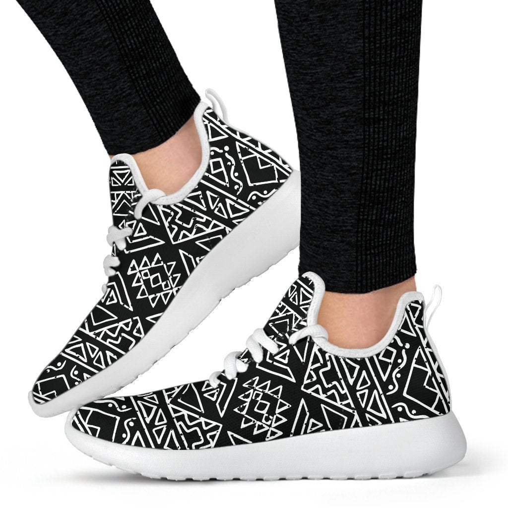 Black Ethnic Aztec Pattern Print Mesh Knit Shoes GearFrost