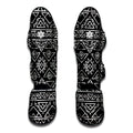 Black Ethnic Aztec Pattern Print Muay Thai Shin Guards