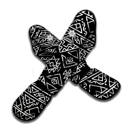 Black Ethnic Aztec Pattern Print Muay Thai Shin Guard