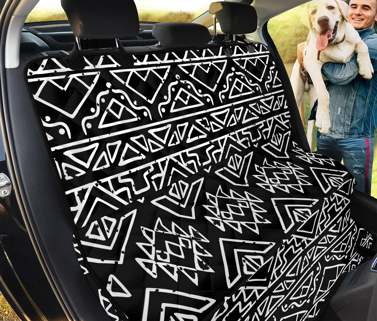 Black Ethnic Aztec Pattern Print Pet Car Back Seat Cover