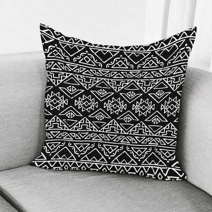 Black Ethnic Aztec Pattern Print Pillow Cover