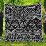 Black Ethnic Aztec Pattern Print Quilt