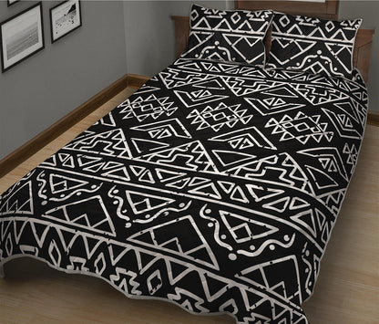 Black Ethnic Aztec Pattern Print Quilt Bed Set