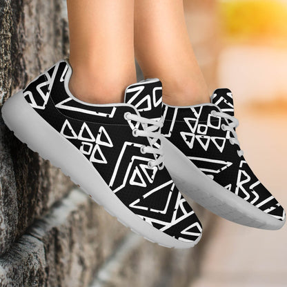Black Ethnic Aztec Pattern Print Sport Shoes GearFrost