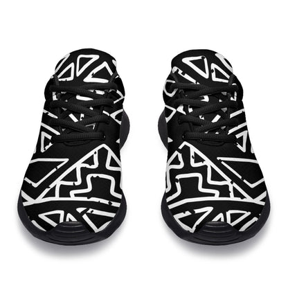 Black Ethnic Aztec Pattern Print Sport Shoes GearFrost