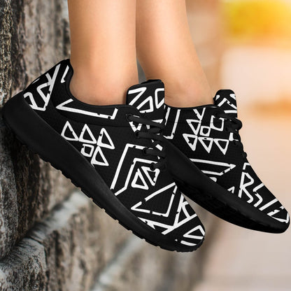 Black Ethnic Aztec Pattern Print Sport Shoes GearFrost