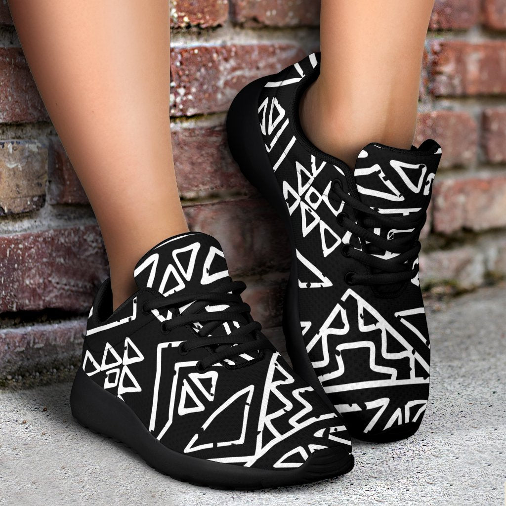 Black Ethnic Aztec Pattern Print Sport Shoes GearFrost