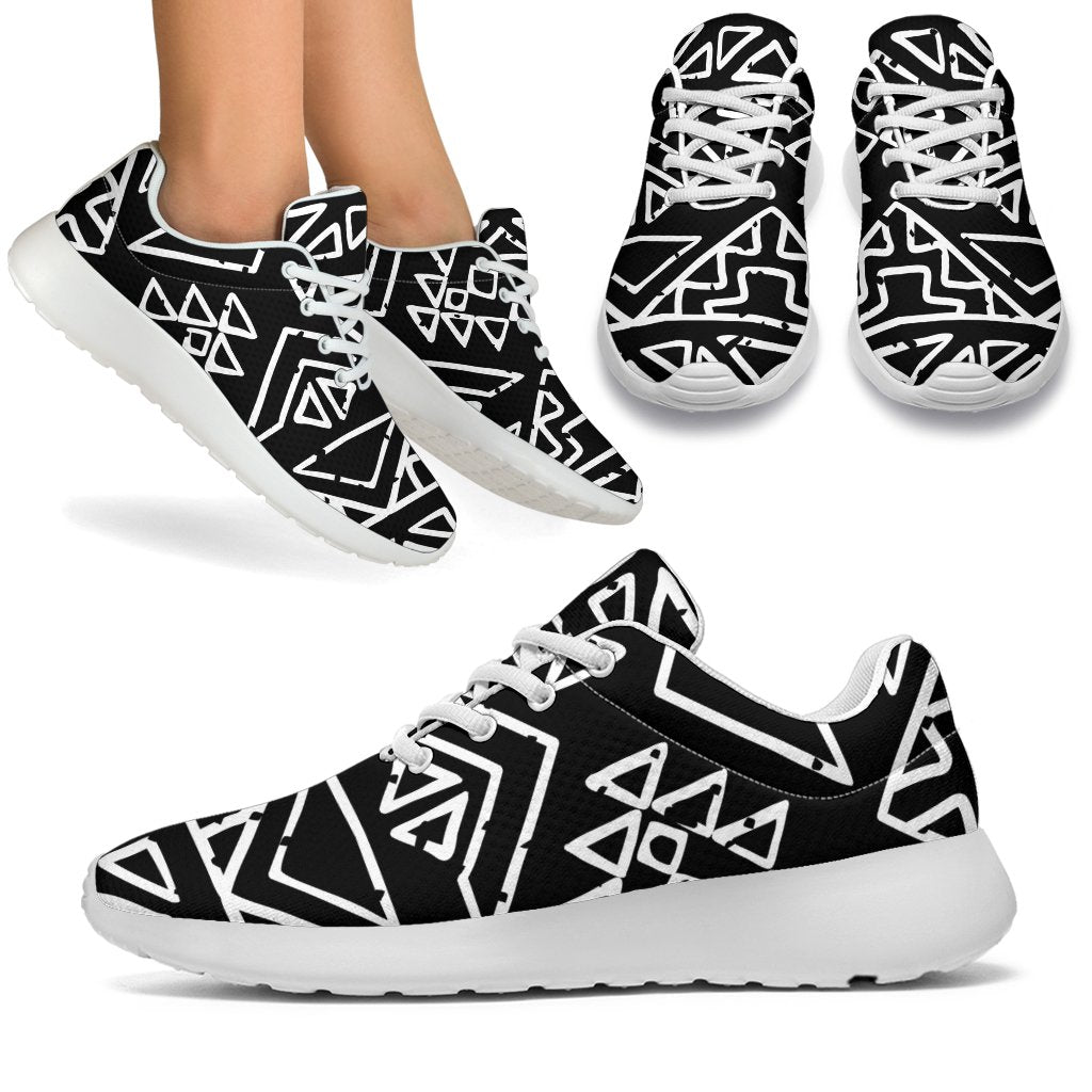 Black Ethnic Aztec Pattern Print Sport Shoes GearFrost