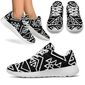 Black Ethnic Aztec Pattern Print Sport Shoes GearFrost